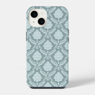 Rococo Damask Rpt Padrão Ovo de Pato Azul+Turquesa