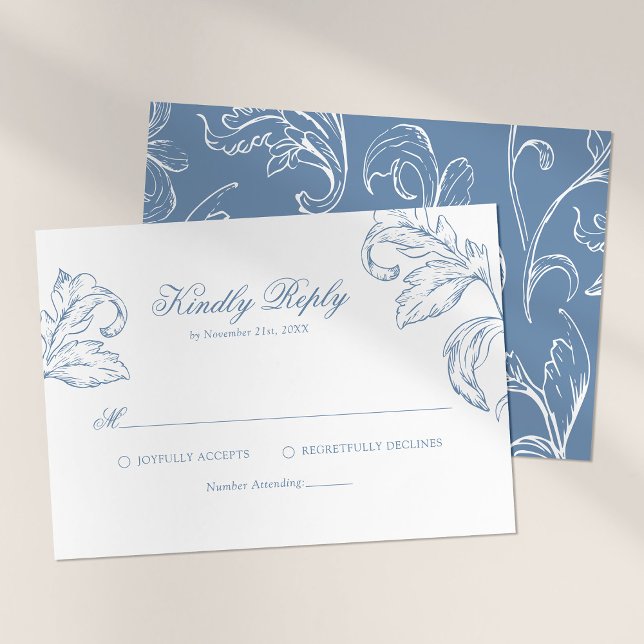 Rococo Vintage Blue Wedding RSVP (Criador carregado)