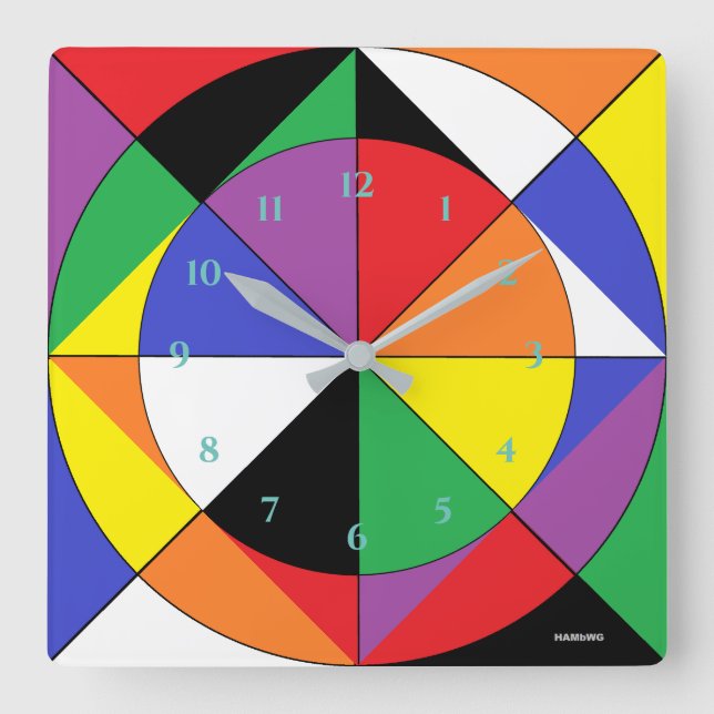 Roda colorida HAMbWG - Relógio de parede (Frente)