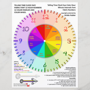 Roda de Cores Relógio de Tecido com Números Fonte 