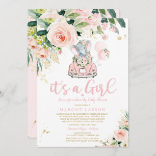 Roda De Elefante Por Chá de fraldas De Convite Ros