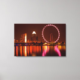 Roda De Voo De Cingapura À Noite Com Canvas Skylin
