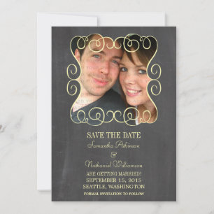 Roda Foto do Quadro de Chalkboard Salvar o Convite