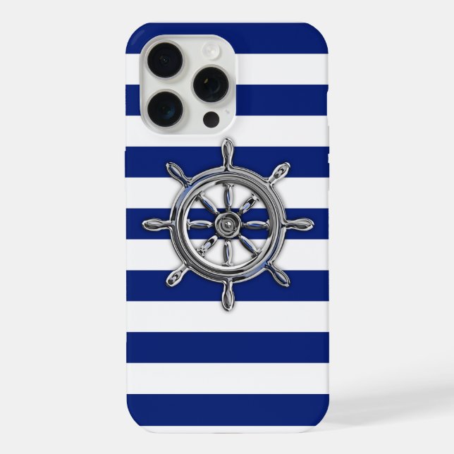 Roda Náutica Chrome em Listras Navy (Verso)