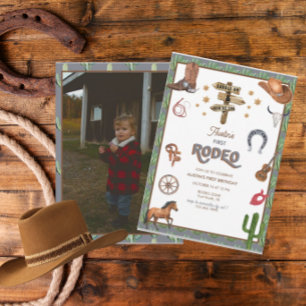 Rodeo Themed Convites a primeiros aniversarios