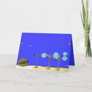 Roger e o cartão de aniversário do Blowfish…