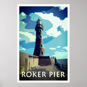 ROKER PIER, Poster de Estilo Vintage SunderLAND