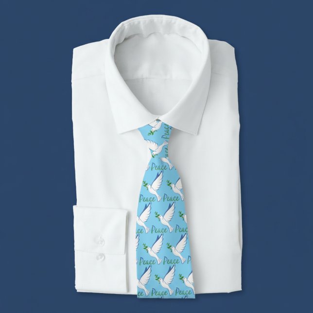 Rola da Paz com Gravata Azul Galho de Oliveira (Blue peace dove tie.)