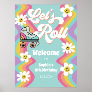 Rolador Retro Rastreando Poster de Aniversário do 