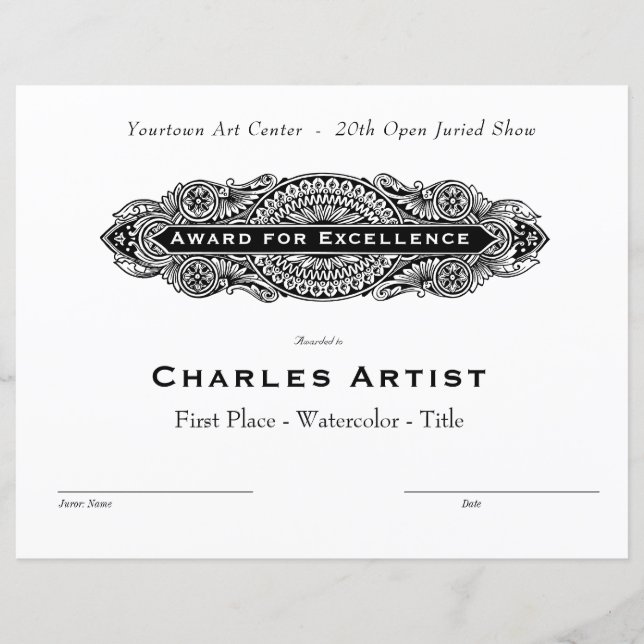 ROLAGEM DECORATIVA - PRÊMIO PARA ARTE DE EXCELÊNCI (Frente)