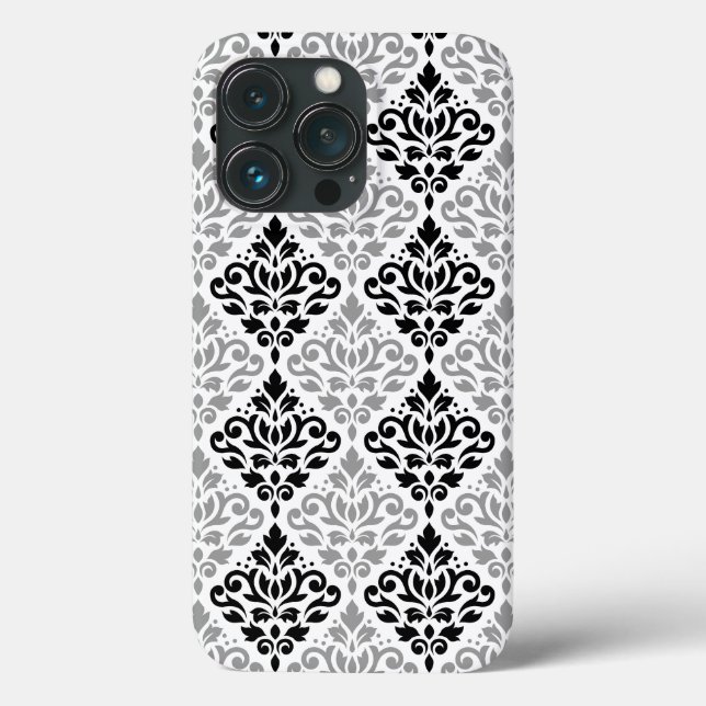 Rolar Damask Grande Padrão Cinza Preta Branco (Verso)