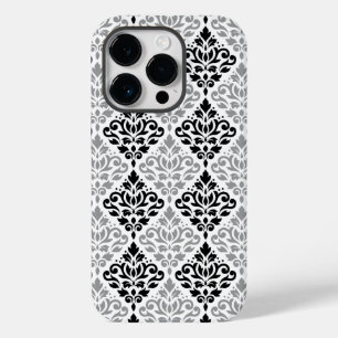 Rolar Damask Grande Padrão Cinza Preta Branco
