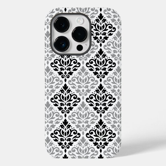 Rolar Damask Grande Padrão Cinza Preta Branco (Verso)