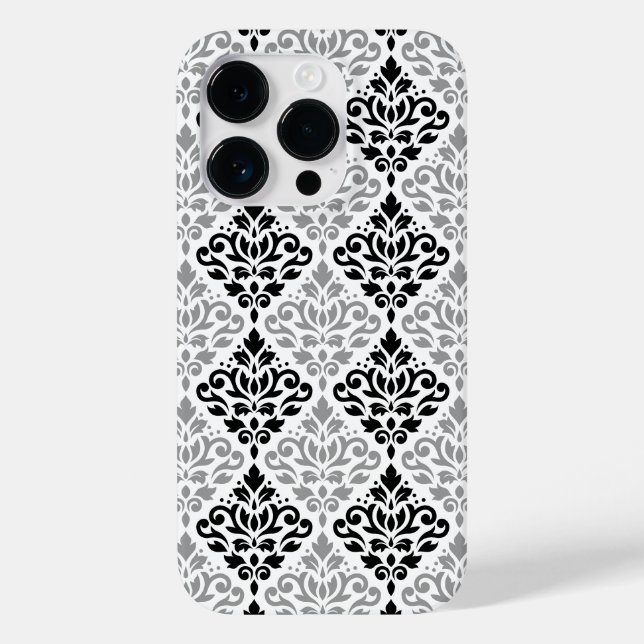Rolar Damask Grande Padrão Cinza Preta Branco (Verso)