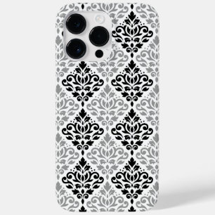 Rolar Damask Grande Padrão Cinza Preta Branco