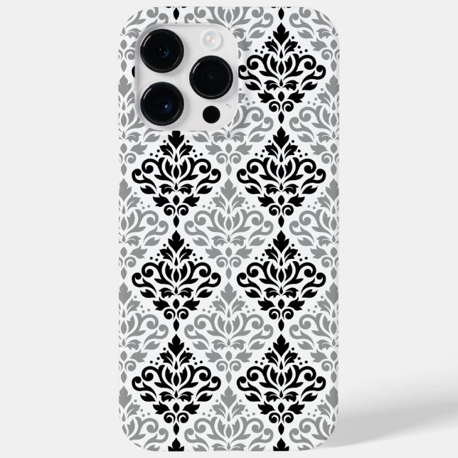 Rolar Damask Grande Padrão Cinza Preta Branco (Verso)