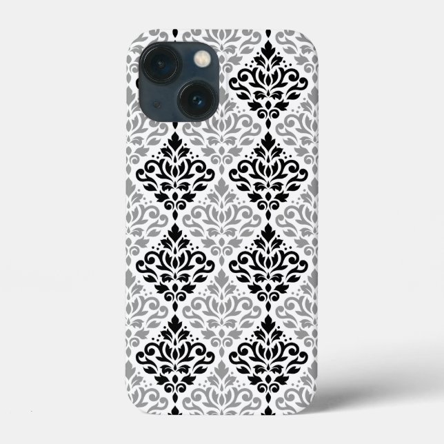 Rolar Damask Grande Padrão Cinza Preta Branco (Verso)