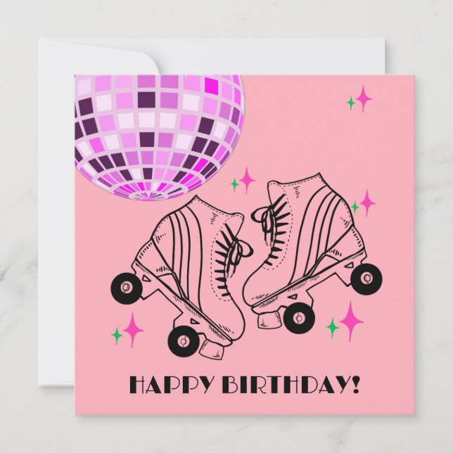 Roller Skates Derby Skating Pink Disco Aniversário (Frente)