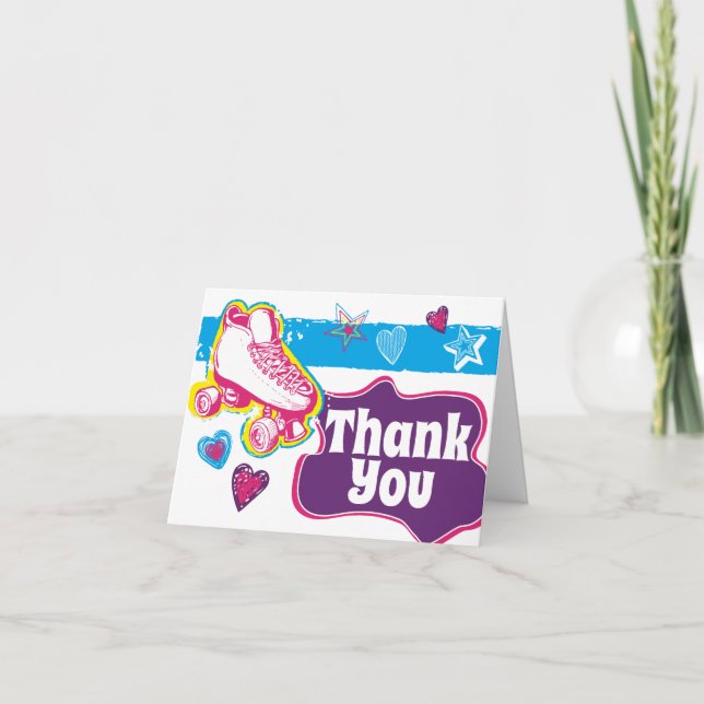 Roller Skling Festa de aniversário Obrigado Notas (Frente)