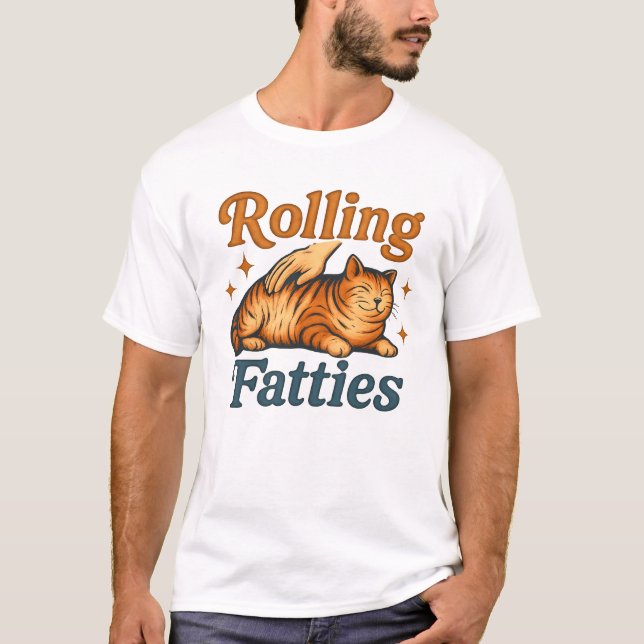 Rolling Fatties Cat T-Shirt - Funny Cat Lover Humo (Frente)
