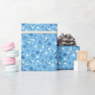 Rolo de Papel de Embrulho Azul com Padrão de Inver
