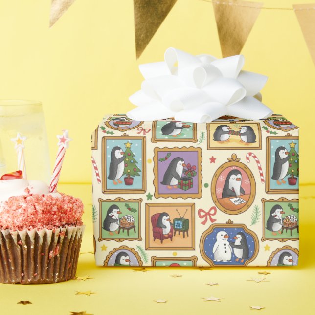 Rolo de Papel de Embrulho de Natal com Pinguim Des (Festa de aniversário)