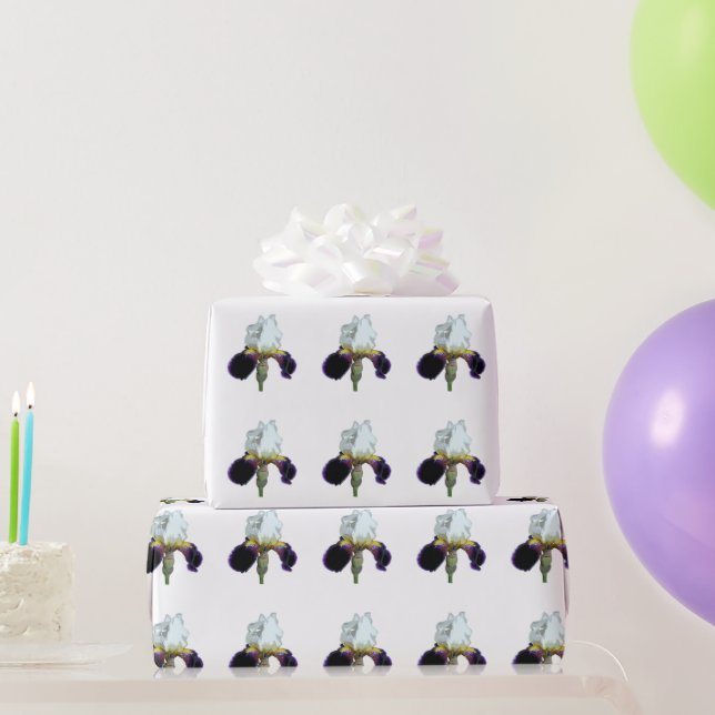 Rolo de Papel de Embrulho Íris Roxo e Branco (Presentes para festas)