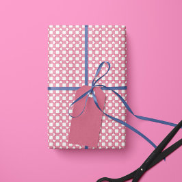 Rolo de Papel de Embrulho Pink Preppy Gingham Hear