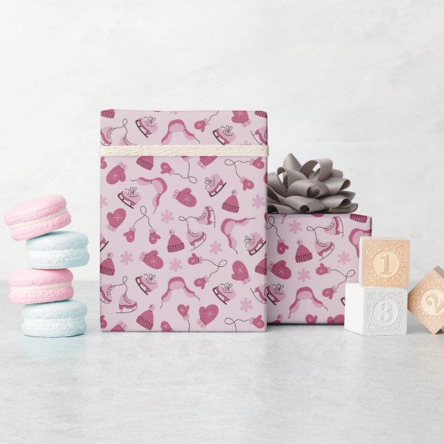 Rolo de Papel de Embrulho Rosa com Padrão de Inver (Chá de bebê)