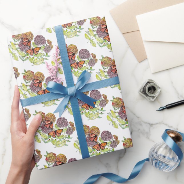 Rolo de Papel de Presente - Borboletas Monarca (Presentear)