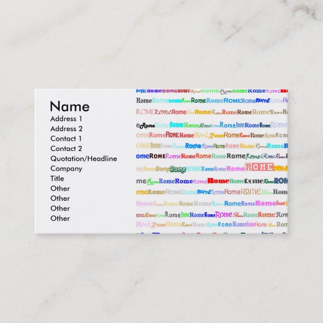 Roma Cartão de visita (Frente)
