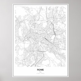 Roma, Itália, Poster de Mapa Minimalista (Estilo 2