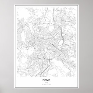 Roma, Italia, poster minimalista do mapa (estilo