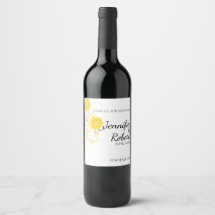 Romance de brotamento na etiqueta amarela do vinho
