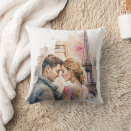 Romance em Aquarela em Paris Almofada de Casal