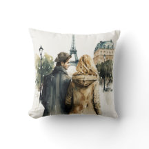 Romance em Aquarela em Paris Casal Almofada de Arr