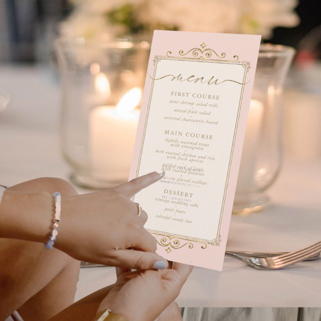 Romance French Wedding Menu Blush ID870 (Criador carregado)