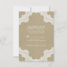Romance Rústico Elegante Branco Renda & Kraft RSVP