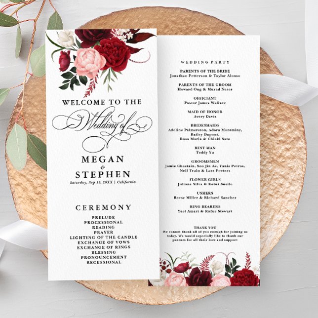 Românico Cor da água Burgundy Programa Floral (Criador carregado)