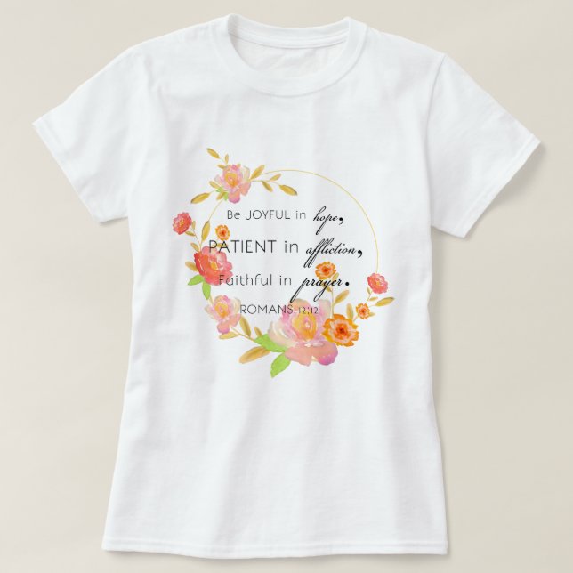 Romanos 12:12 T-Shirt (Frente do Design)