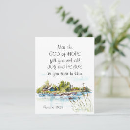 Romanos 15:13 Cartão Plano Deus da Esperança, Bíbl