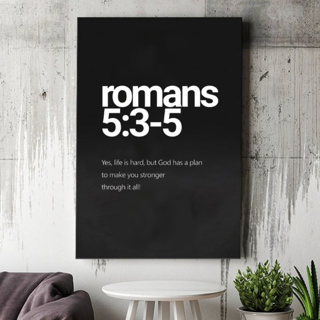 Romanos 5:3 Arte de Muro de Canvas Cristã Minimali (Romans 5:3 Minimalist Christian Canvas Wall Art)