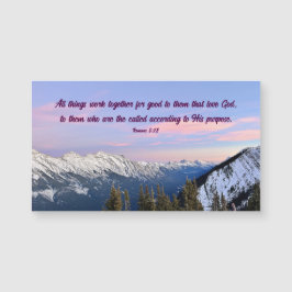 Romans 8:28 Mountain Sunset Photography Magnet