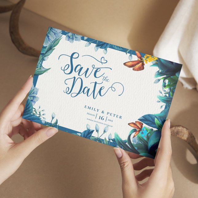 Romantic Blue Green Watercolor Foliage Wedding (Romantic Blue Green Watercolor Foliage Wedding Save the Date)
