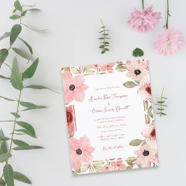 Romantic Blush Soft Pink Floral Wedding Invitation
