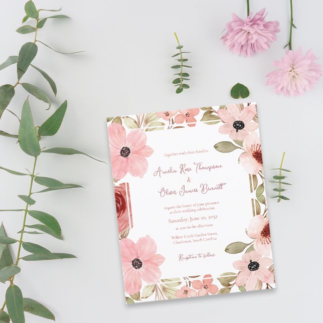 Romantic Blush Soft Pink Floral Wedding Invitation (Romantic Blush Soft Pink Floral Wedding Invitation)