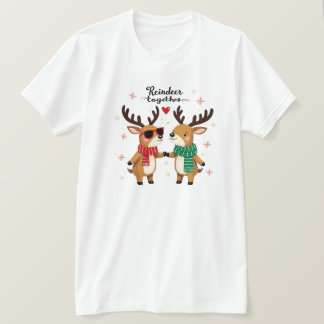 Romantic Couple Christmas Reindeer T-shirt