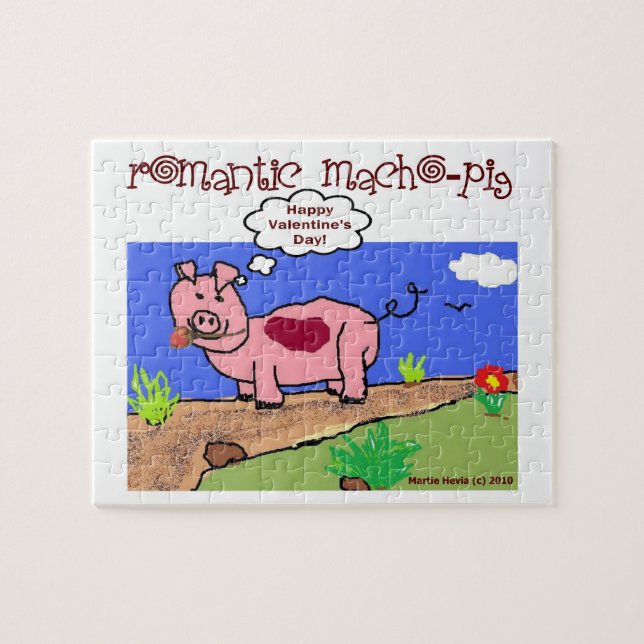 "Romantic Macho Pig" Quebra-cabeça por Blue Beach  (Horizontal)