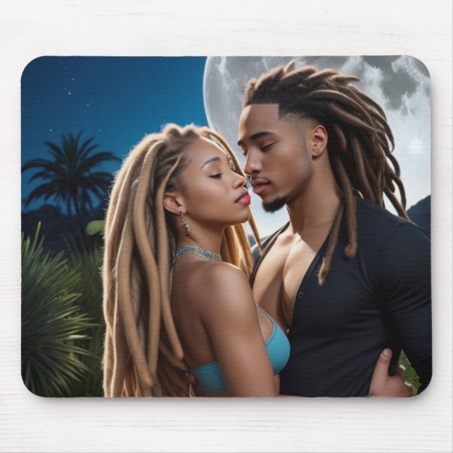Romantic Moonlight Couple Art Mousepad (Frente)