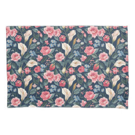 Romantic Navy Blue Floral Garden Pattern